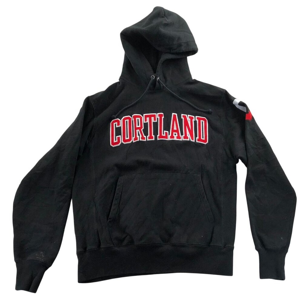 Champion Men's Sweatshirt Medium Black Reverse Weave Cortland Hoodie